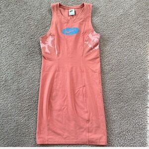 Nike Coral Sleeveless Dress with Blue Emblem
